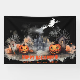 Haunted House pompoenheks zwart Spandoek