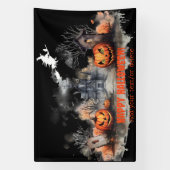 Haunted House pompoenheks zwart Spandoek (Verticaal)