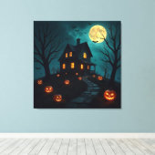 Haunted House Premium Wrapped Canvas (Insitu (Houten vloer))