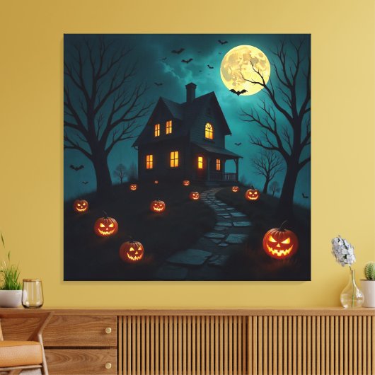 Haunted House Premium Wrapped Canvas Afdruk (Insitu (Woonkamer))