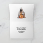 Haunted House Pumpkins Ghost Halloween Kaart (Binnen)