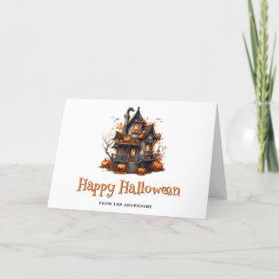 Haunted House Pumpkins Ghost Halloween Kaart
