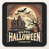 Haunted House Pumpkins Spooky Scary Halloween Kartonnen Onderzetters (Voorkant)