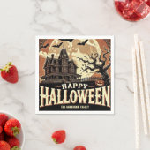 Haunted House Pumpkins Spooky Scary Halloween Servet (Insitu)