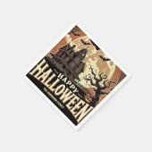 Haunted House Pumpkins Spooky Scary Halloween Servet (Hoek)