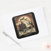 Haunted House Pumpkins Spooky Scary Halloween Vierkante Sticker (Envelop)