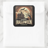 Haunted House Pumpkins Spooky Scary Halloween Vierkante Sticker (Tas)
