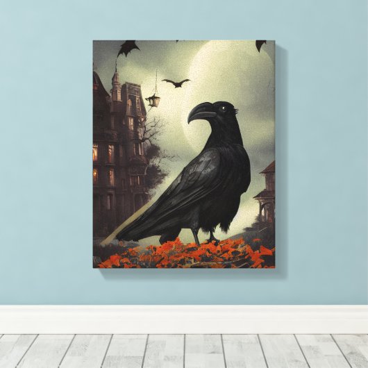 Haunted House Raven Canvas Afdruk (Insitu (Houten vloer))