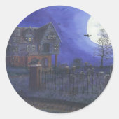 Haunted House Ronde Sticker (Voorkant)