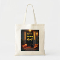 Haunted House Scene Gepersonaliseerd Halloween Tas