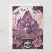 Haunted House schedel vlinders Halloween Kaart (Achterkant)