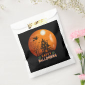 Haunted House Sinaasappel en zwart Happy Halloween Bedankzakje (Gezegeld)