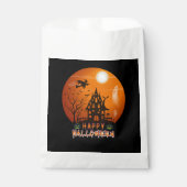 Haunted House Sinaasappel en zwart Happy Halloween Bedankzakje (Voorkant)