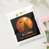 Haunted House Sinaasappel en zwart Happy Halloween Bedankzakje (Gezegeld)