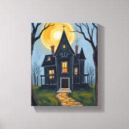 Haunted House | Spooky Halloween  Canvas Afdruk