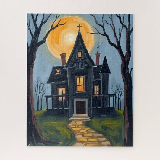 Haunted House | Spooky Halloween Watercolor Legpuzzel (Verticaal)