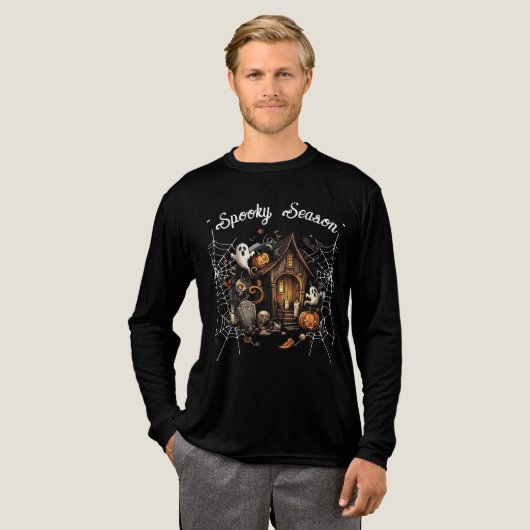 Haunted House Spooky T-shirt - Zwart 👻🎃 (Voorkant)