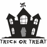 Haunted House Staand Fotobeeldje<br><div class="desc">Spooky haunted house met Trick or treat die hieronder krasachtig geschreven staat. Geweldig voor Halloween!</div>
