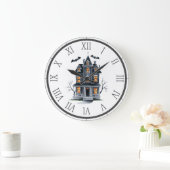 Haunted House Tree en vleermuizen Halloween Grote Klok (Huis)