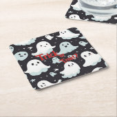 Haunted House Trick Treat Halloween Kartonnen Onderzetters (Schuin)