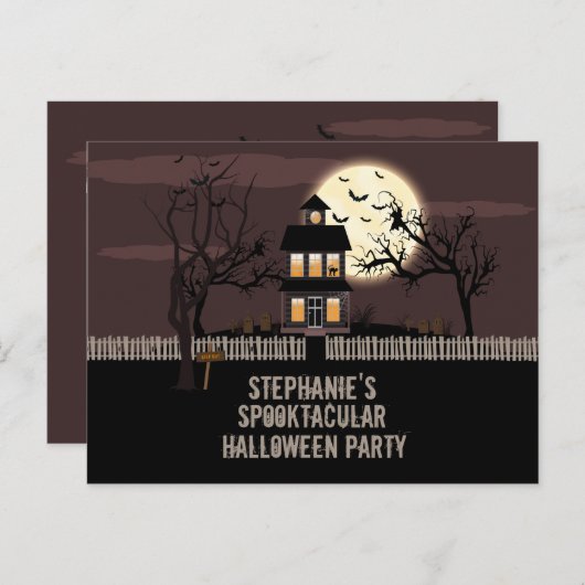 Haunted House Uitnodiging Briefkaart (Voorkant / Achterkant)