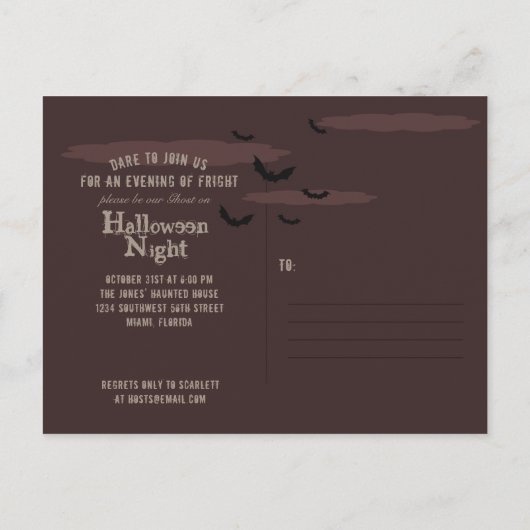 Haunted House Uitnodiging Briefkaart (Achterkant)