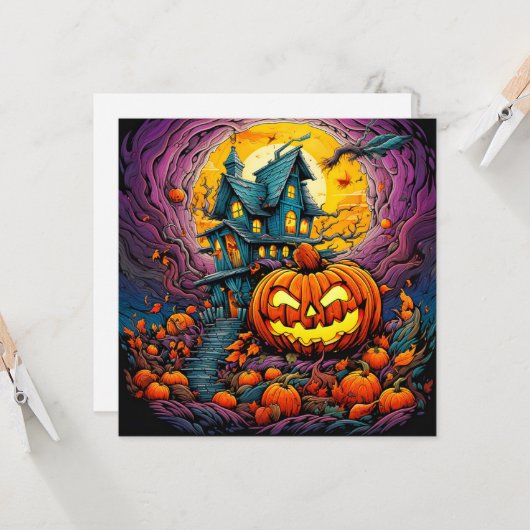 Haunted House Under the Full Moon Kaart (Voorkant / Achterkant in situ)