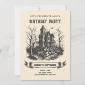Haunted house verjaardagsuitnodiging kaart (Voorkant)