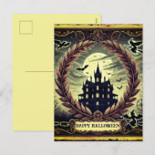 Haunted House Victoriaans Gothic Happy Halloween Feestdagenkaart (Voorkant / Achterkant)