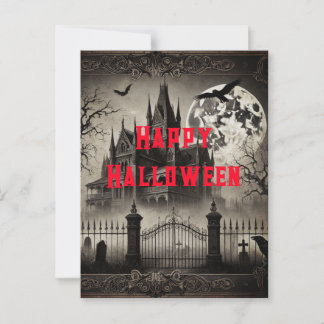 Haunted House Victoriaans Halloween Party Briefkaart