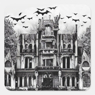 Haunted House Vierkante Sticker
