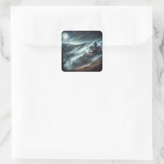 Haunted House Vierkante Sticker (Tas)
