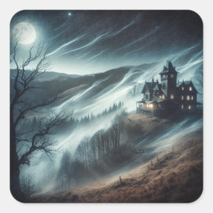 Haunted House Vierkante Sticker