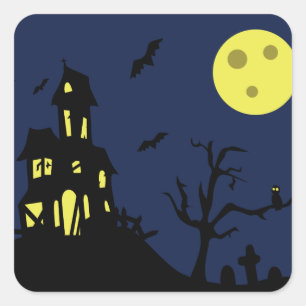 Haunted House Vierkante Sticker