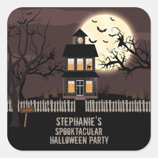 Haunted House Vierkante Sticker (Voorkant)