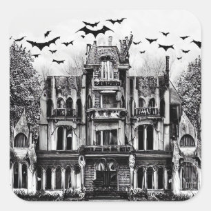 Haunted House Vierkante Sticker