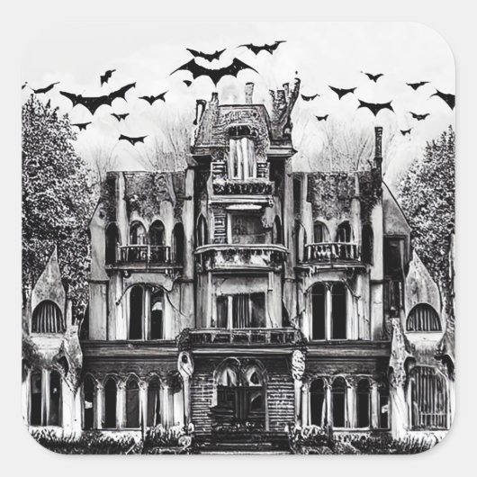 Haunted House Vierkante Sticker (Voorkant)