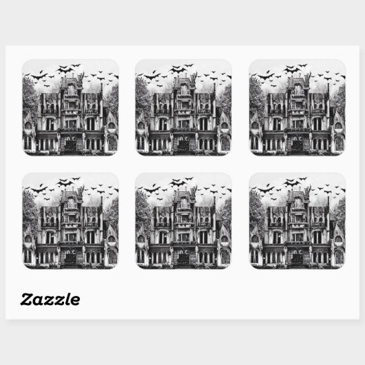 Haunted House Vierkante Sticker (Vel)