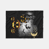 Haunted House - Vliegende Heks - Jack O Lantern Fleece Deken (Voorkant (Horizontaal))