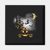 Haunted House - Vliegende heks - Jack o Lantern Magneet (Voorkant)