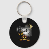Haunted House - Vliegende Heks - Jack O Lantern Sleutelhanger (Voorkant)