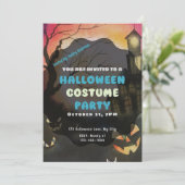 Haunted House Volle Maan Creepy Spooky Halloween Kaart (Staand voorkant)