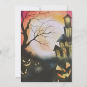 Haunted House Volle Maan Creepy Spooky Halloween Kaart (Achterkant)