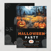 Haunted House Volle Maan en vleermuizen Zwart Hall Kaart (Voorkant / Achterkant)