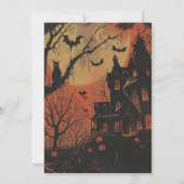 Haunted House Volle Maan Pompoenen Halloween Party Kaart (Achterkant)