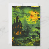 Haunted House Volle Maan Pompoenen Halloween Party Kaart (Achterkant)