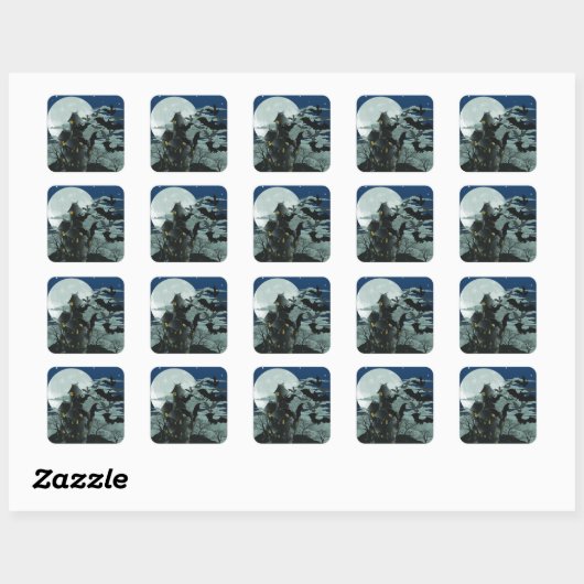 Haunted House Volle Maan Stickers (Vel)