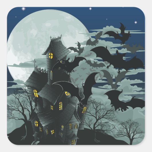 Haunted House Volle Maan Stickers (Voorkant)