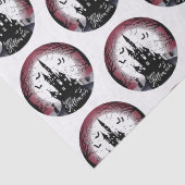 Haunted House Volle Maan Vleermuizen Gelukkig Hall Tissuepapier (Detail)