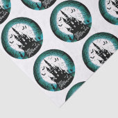 Haunted House Volle Maan Vleermuizen Gelukkig Hall Tissuepapier (Detail)